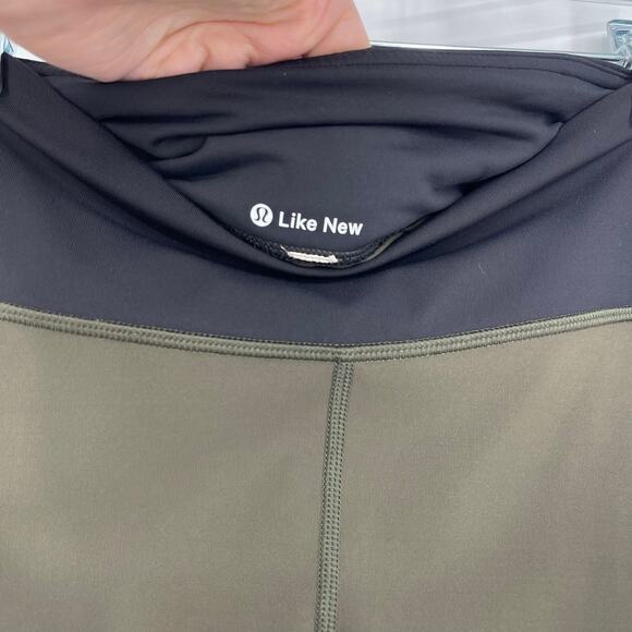 Lululemon Smooth Stride Crop 17” Dark Olive Black Full On Luxtreme Size 4 - Picture 7 of 9